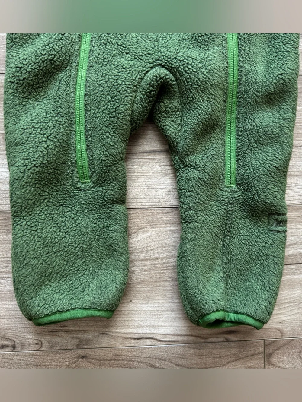 REI baby infant double zip bunting fleece snow suit moss green size 6 months